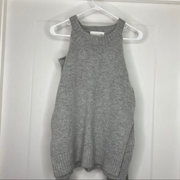 J.O.A. Revolve Cold Shoulder Gray Angora Sweater - Picture 2 of 6